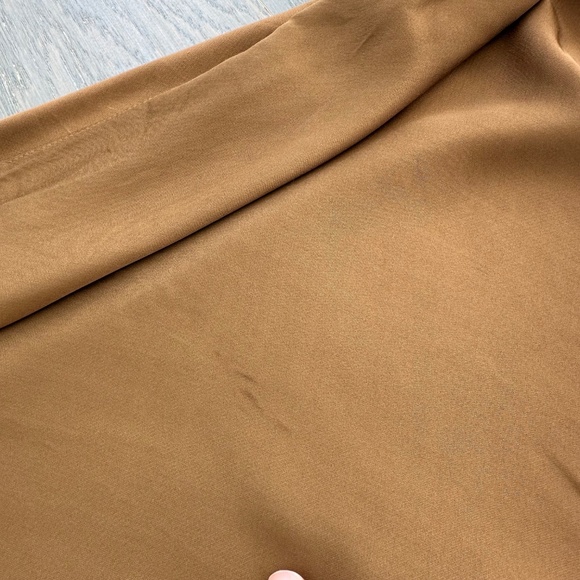 A.L.C. Penny Dress Draped Shoulder Brown Satin Maxi Gown - Size 2 - ALC Mocha - Picture 8 of 14